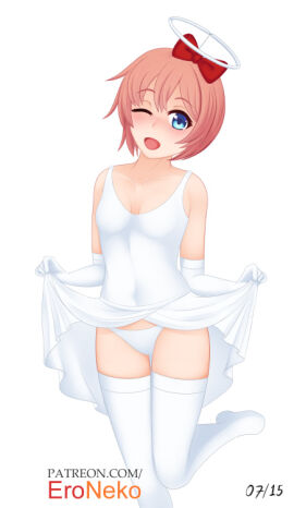 angel cosplay doki_doki_literature_club eroneko female halloween halloween_costume sayori_(doki_doki_literature_club)