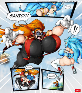 2girls ass big_breasts big_thighs blue_hair breasts bust busty chest comic curvaceous curvy curvy_figure digital_drawing_(artwork) digital_media_(artwork) dr._eggman dr._eggma’am dr._eggmom enormous_ass enormous_breasts female female_focus gigantic_ass gigantic_breasts height_difference hero heroine hips hourglass_figure huge_breasts huge_thighs human large_breasts legs light-skinned_female light_skin lips massive_ass massive_breasts mature mature_female round_ass round_breasts sanic_the_hedgehog sanic_vs_dr._eggmom sega size_difference slim_waist sonic_(series) sonic_team sonic_the_hedgehog sonic_the_hedgehog_(series) thick thick_legs thick_thighs thighs tinted_eyewear villain villainess voluptuous waist wide_hips wide_thighs witchking00