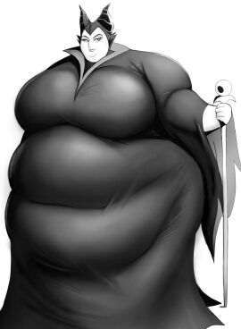 1girls 2d big_breasts black_and_white breasts disney disney_villains dress fat fat_female fat_fetish fat_woman female female_only fully_clothed horned_headwear large_belly large_breasts maleficent morbidly_obese morbidly_obese_female nikutsuki non-nude obese obese_female overweight overweight_female skintight_clothing sleeping_beauty_(1959_film) solo ssbbw staff villainess