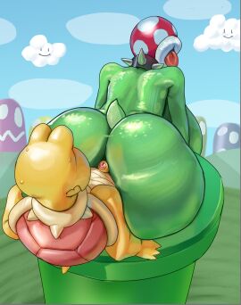 absurd_res anthro ass assjob buttjob collar duo elemental_creature female flora_fauna hi_res hot_dogging koopa koopa_troopa male male/female mario_bros nintendo perotoart piranha_plant plant scalie sex spiked_collar spikes warp_pipe