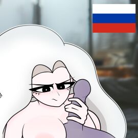 1boy 1girls blurry_background fanart female handjob male natalya_(what_if_animation) national_personification original pizdabol3001 russia_(what_if_animation) russian_female russian_flag self_upload unseen_male_face what_if_animation_(artist)