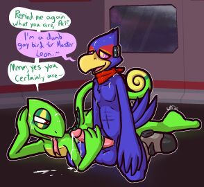 2025 abs anthro anthro_on_anthro avian balls big_balls big_penis bird blue_body blue_feathers bodily_fluids boots chameleon clothing cum cum_drip cum_from_mouth cum_in_mouth cum_inside cum_on_arm cum_on_chest cum_on_ground cum_on_tongue cum_string dialogue dipstick_tail dominant dominant_anthro dominant_male dripping duo english_text erection falco_lombardi feathers footwear forked_tongue galliform genital_fluids genitals glans green_body green_scales grey_boots grey_clothing grey_footwear handjob hi_res humanoid_genitalia humanoid_penis inside kerchief kneeling leon_powalski lizard lying male male/male markings mostly_nude nintendo nude on_front penile penis phasianid pink_eyes pink_glans pink_penis pink_tongue pupils red_eyes red_kerchief red_pupils reptile scales scalie sex shoes speech_bubble spiral spiral_eyes star_fox submissive submissive_anthro submissive_male tail tail_feathers tail_markings text tongue tongue_out ultilix yellow_eyes