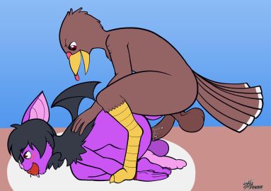 anal animal_genitalia animal_penis anthro apple_in_mouth avian balls bat bird black_hair bondage bound brown_body duo fours_(artist) fourssss furry galliform gay genitals hair hands_tied_to_feet hi_res jack_(fours) knot knotted_penis male male/male male_only mammal original original_character original_characters penis phasianid purple_body red_eyes saggy_balls turkey yaoi