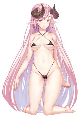 1girls adult adult_female almost_naked almost_nude ankles arm_behind_back ass_visible_through_thighs bare_belly bare_breasts bare_calves bare_chest bare_hands bare_hips bare_knees bare_legs bare_midriff bare_navel bare_shoulders bare_soles bare_thighs bare_tits bare_torso barefoot belly belly_button bikini bikini_bottom bikini_only bikini_top black_bikini black_bikini_bottom black_bikini_only black_bikini_top black_micro_bikini black_string_bikini black_swimsuit black_swimwear blush blush_face blush_lines blushed_face blushing_at_viewer blushing_face blushing_female breasts brown_horn brown_horns bust_cup busty busty_female calves child_bearing_hips cleavage cleft_of_venus collarbone curvy curvy_body curvy_female curvy_figure curvy_hips curvy_thighs dev_(dev0614) dot_nose earrings elbows embarrassed_exposed_female embarrassed_expression embarrassed_female exposed exposed_arms exposed_belly exposed_breasts exposed_feet exposed_heels exposed_legs exposed_midriff exposed_shoulders exposed_thighs exposed_tits exposed_toes exposed_torso feet female female_focus female_only fingers full_body groin hand_behind_back high_resolution highres horn horns hourglass_figure kneeling knees lean_figure legs light-skinned_female light_skin long_hair looking_at_viewer mature_female medium_breasts micro_bikini mostly_nude narrow_waist navel nearly_nude original original_art original_artwork original_character parted_bangs pink-haired_female pink_eyebrows pink_hair pointy_ears practically_nude pussy shoulders simple_background slender_body slender_waist slim_female slim_waist soles solo string_bikini swimsuit swimwear thick_thighs thigh_gap thighs thin_waist toes underboob v-line very_long_hair white_background wide_hips yellow-eyed_female yellow_eyes