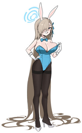 animal_ears asuna_(blue_archive) asuna_(bunny)_(blue_archive) bare_shoulders blue_archive blue_bow blue_bowtie blue_eyes blue_leotard blush bow bowtie breasts bunnysuit cleavage detached_collar fake_animal_ears female fried_bocky full_body gloves hair_over_one_eye halo high_heels highleg highleg_leotard highres large_breasts leotard leotard_pull light_brown_hair long_hair looking_at_viewer mole mole_on_breast official_alternate_costume pantyhose playboy_bunny rabbit_ears rabbit_tail simple_background smile solo standing strapless strapless_leotard tail traditional_bowtie very_long_hair white_background white_gloves