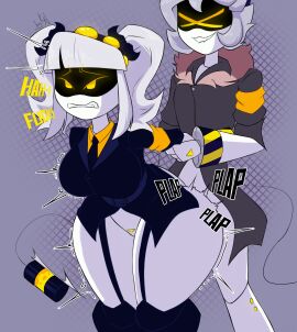 1boy 1girls 2d anal big_breasts breasts business_suit busty disassembly_drone female female_in_suit female_penetrated femsub from_behind from_behind_position glitch_productions humanoid j_(murder_drones) kayl large_breasts male male_penetrating male_penetrating_female murder_drones n_(murder_drones) penetration pigtails robot robot_boy robot_girl robot_humanoid screen_face sex sex_from_behind straight suit white_body