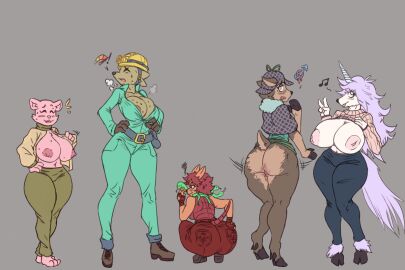 anthro ass barefoot bear big_ass big_breasts big_butt blush breasts canid canine clothed clothing clothing_lift dina_(undertale_yellow) equid equine feet female feral flashing flashing_breasts footwear genitals group honeydew_shopkeeper hooves horn inverted_nipples jane_doe_(undertale_yellow) mammal mythological_creature mythological_equine mythology nameless_miner_girl_(undertale_yellow) nipples pussy rear_view reptile scalie shoes signirsol small_tail snake tail tall_miner_(undertale_yellow) undertale undertale_(series) undertale_yellow unicorn unzipping wanda_(undertale_yellow)