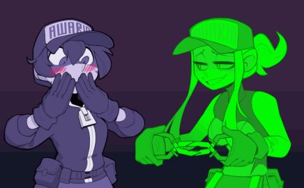 2girls animated awaria blush cutwire1 female fully_clothed gif huffslove sexual_innuendo sexually_suggestive tagme ula_usterka visual_metaphor