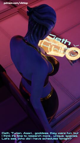 3d alien alien_genitalia alien_girl asari comic comic_page elcor english english_text female latex_clothing liara_t'soni mass_effect vikhlop