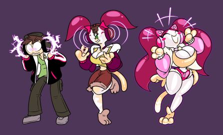 absurdres bimbofication breasts brown_hair cat_ears cat_girl cat_tail female frost-lock gender_transformation happy_trance headphones huge_breasts hypnotic_accessory long_hair male malesub mtf_transformation non-human_feet open_mouth paws pink_hair symbol_in_eyes transformation twintails