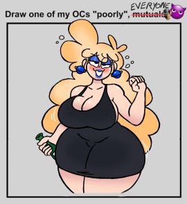 1girls arm_up bare_shoulders big_breasts black_dress black_eyes blonde_hair blue_eyeshadow blue_lipstick blush bottle bottom_heavy breasts bubble bubbles busty cleavage clothed clothed_female clothing dress drunk drunk_bubble earrings eyelashes eyeshadow female female_only fluffy_hair ftrashpickle fuzzycapsule08 goddess grin grinning half-closed_eyes hand_up holding_bottle holding_object holding_wine_bottle huge_breasts jewelry large_breasts lemonadepikachu light-skinned_female light_skin lips lipstick long_hair loretta_(lemonadepikachu) makeup milf mother motion_lines narrowed_eyes original original_character shiny_breasts shiny_skin sideboob sleeveless sleeveless_dress smile smiling solo solo_female standing thick_thighs thighs tight_clothing toothy_grin voluptuous voluptuous_female wide_hips wine_bottle