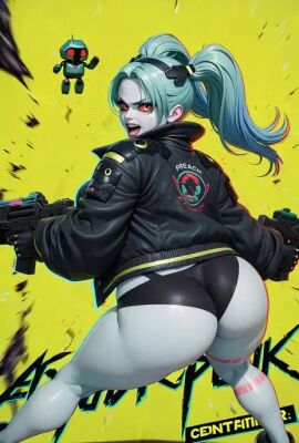 ai_generated animated cyberpunk_2077 cyborg cyborg_girl female holding_weapon huge_ass human looking_at_viewer looking_back rebecca_(edgerunners) solo sound tagme treyu2020 twerk twerking video