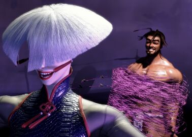 1boy 1girls 3d 3d_(artwork) 3d_model a.k.i. about_to_die arab_male capcom clothed_female dark_brown_hair evil_smile female female/male female_pred femdom funny haram humour idiot male male/female male_prey male_victim oirandrive partially_nude_male rashid smiling straight street_fighter street_fighter_6 tricked unsuspecting_prey unsuspecting_victim white_hair