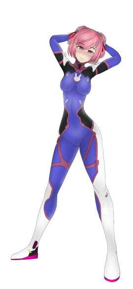 1girls cosplay d.va_(cosplay) doki_doki_literature_club female female_only genkun halloween halloween_costume human natsuki_(doki_doki_literature_club) overwatch solo