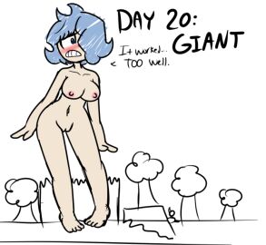 breasts embarrassed embarrassed_nude_female female giantess hornyplanters moon_(hornyplanters) nude pussy senftember senftember_(2024) tagme