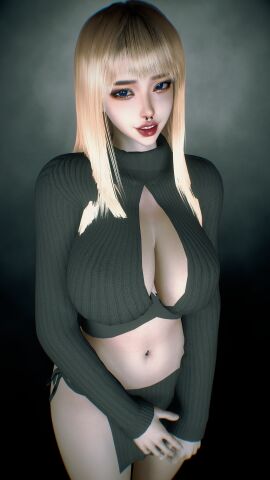 1girls 3d 4k bedroom big_breasts big_lips blonde_hair blue_eyes breasts chromatic_aberration crashbanditkut cute cute_face ear_piercing eyebrows eyeshadow fat_lips female female_focus fog hair hi_res high_resolution highres light-skinned_female light_skin lips lipstick long_hair looking_at_viewer navel navel_piercing nose_piercing original original_character piercing septum_piercing skirt solo sweater virt-a-mate virtamate
