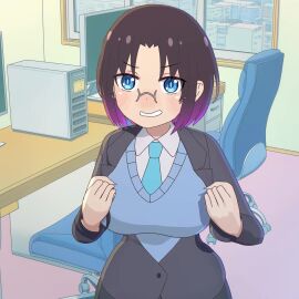 1boy 2girls 3d 3d_animation 3d_model amplected animated animation big_breasts black_hair blowjob blowjob_face blue_eyes bouncing_breasts breasts breasts_out business_attire business_suit business_woman clothed clothed_female clothing clothing_aside clothing_removed cock cum cum_in_mouth cum_in_pussy cum_inside cumming dick ejaculation elma_(dragon_maid) fellatio full_body fully_clothed genital_fluids genitals glasses hi_res highres kobayashi kobayashi-san_chi_no_maidragon large_breasts light-skinned_female light_skin longer_than_30_seconds longer_than_one_minute medium_hair miss_kobayashi's_dragon_maid moan moaning moaning_in_pleasure mp4 naked nude nude_female nudity office office_clothing office_lady office_sex oral oral_insertion oral_penetration oral_sex orgasm orgasm_face panting penis ponytail purple_hair red_hair sex short_hair shorter_than_two_minutes sound straight straight_sex tagme threesome tied_hair vagina vaginal_insertion vaginal_penetration vaginal_sex vein veins veiny veiny_penis video voice_acted