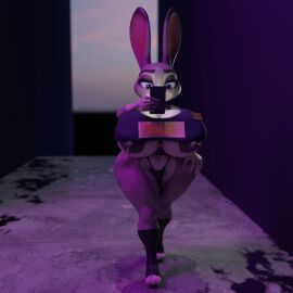 ass breasts casual_nudity cleavage clothed female female_only furry huge_ass huge_breasts judy_hopps nipples no_bra notsafeforgek revealing_clothes shortstack sideass tagme underboob zootopia