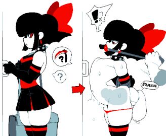 ! 1boy anal anal_rape anal_sex arms_behind_back arms_tied_behind_back ball_gag big_penis black_hair bondage breasts choker collar dizzyspells femboy from_behind gag male male_only male_rape_victim malesub original penetration penis pixel_art red_eyes red_ribbon restrained ribbon rough_sex scythe scythe_(dizzyspells) small_breasts spiked_collar surprised sweat thick_thighs thighhighs thighs tied_up x-ray