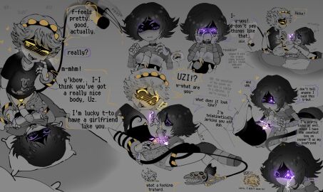 1boy 1girls 2d absolute_solver adorable black_tentacles blush boyfriend-girlfriend breasts canon_couple couple cum cum_on_face cumshot cyn_(murder_drones) cyn_tail_(murder_drones) dialogue english_dialogue english_text erect_penis erection female fluffy_hair flustered glitch_productions hello_kitty_boxers humanoid humanoid_female humanoid_male jerks_you_off_with_mind licking_penis male male/female moistyghosty murder_drones n_(murder_drones) naizuri nipples nuzi paizuri penis purple_eyes robot robot_boy robot_girl robot_humanoid screen_face silver_hair small_breast_adoration small_breasts speech_bubble straight talking talking_to_partner telekinesis telekinesisjob text titjob uzi_(murder_drones) wholesome yellow_eyes