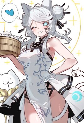 1girls breasts cat_girl catgirl cats ebora female huge_breasts salvations_daughter_lunacia the_battle_cats youngmanisdown