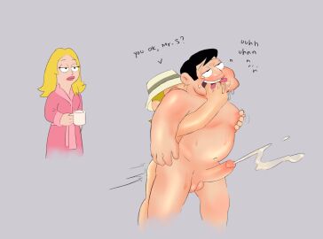 2boys american_dad anal anal_sex cum cum_while_penetrated francine_smith gay hands-free jeff_fischer male male/male pleasure_face sex size_difference stan_smith stzypirah sweat yaoi