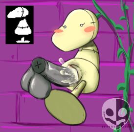 ambiguous_gender animate_inanimate anthro balls bodily_fluids cum cum_in_pussy cum_inside digital_media_(artwork) dummy_(undertale) duo erection female genital_fluids genitals hi_res human male male/female mammal notsafeforwanking penetration penile penis plushie pussy sex simple_background undertale undertale_(series) vaginal_penetration