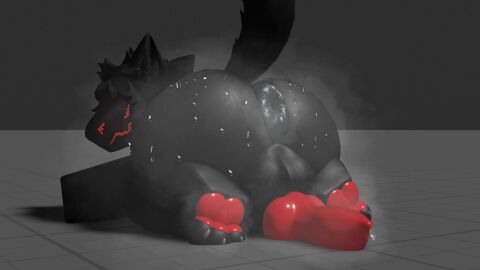 1boy 3d animal_genitalia animal_penis anthro anus ass backsack balls ballsack big_ass big_balls black_body black_fur canine_genitalia canine_penis doughnut furry gay knot knotted_penis male male_only musk musk_clouds penis penis_out precum precum_drip presenting_hindquarters protogen puffy_anus roblox roblox_studio robloxian source_request spaderr34 sweat sweaty_ass sweaty_butt sweaty_feet sweaty_genitalia