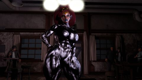 1girls 3d 3d_(artwork) 3d_model 3d_render abs alternate_costume alternate_outfit aquiline_nose ass athletic athletic_female big_ass big_breasts big_butt big_nose bikini bikini_bottom bikini_top black_body blue_lipstick breasts breath_of_the_wild brickhouse chrome dark-skinned_female dark_skin diadem female gerudo green_eyes jiggle jiggling_ass justfrog-entertainment lipstick long_hair metallic_body muscles muscular muscular_arms muscular_back muscular_female muscular_legs muscular_thighs naked naked_female nanomachines ponytail red_hair six_pack the_legend_of_zelda thick_thighs thighs thunder_thighs thunderthighs toned toned_female urbosa vein veins veiny veiny_muscles virt-a-mate virtamate