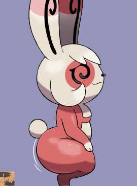 ass big_ass big_butt darknwindie generation_3_pokemon nintendo pokemon pokemon_(species) red_body red_fur shaking_ass shaking_butt spinda thick_ass thick_thighs twerking twerking_position two-tone_body two-tone_fur white_body white_fur wide_hips