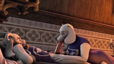 3d animated asriel_dreemurr blowjob incest love mother_and_son oral tagme toriel undertale video video_games