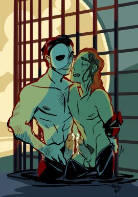 bondage cum gay hairless_male hairy_arms hairy_chest in_water lohkay long-haired_male male male_only mask moaning partially_clothed penis penises_touching phantom_of_the_opera_(character) raoul raoul_de_chagny rope the_phantom_of_the_opera tied_to_pole tied_up touching_tips universal_monsters universal_studios