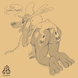 1:1 3_toes anal animated anthro anus ass big_ass big_butt bubble_ass bubble_butt canid canine canis domestic_dog duo electronics english_text feet lagomorph leporid male male/male male_only mammal max_(sam_and_max) monochrome nude pawpads phone rabbit sam_and_max samuel_dog short_playtime smile text toes tongue tongue_out zyasixpear_(artist)