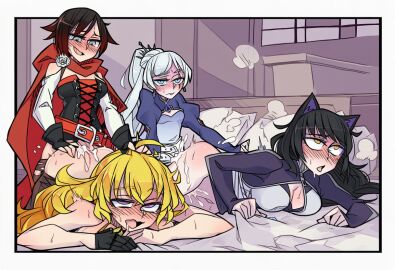 2futas 2girls ahe_gao blake_belladonna cuckquean cum_in_pussy doggy_style fucked_from_behind fucked_silly futa_on_female group_sex happy_sex incest netorare ruby_rose rwby weiss_schnee yang_xiao_long