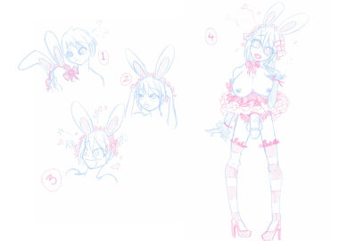 1futa androgynous areolae balls before_and_after big_breasts big_penis breasts bunny_boy bunny_futa clothed clothing crossdressing fake_animal_ears feminization flaccid futa_only futanari futasub happy_trance human intersex luckyluckyluckypenny maid male malesub monochrome mostly_nude nipples penis sketch solo spiral_eyes standing symbol_in_eyes transformation