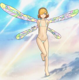 1girls 2024 alternate_costume artist_name atlus barefoot bikini blue_eyes blush breasts fairy fairy_wings feet female gallica hairband metaphor:_refantazio orange_hair pointy_ears sega sekaight short_hair skinny small_breasts swimsuit wings