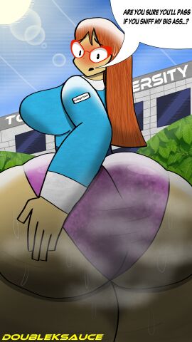 1girls ass big_ass big_butt breasts bubble_butt bushes cellulite college dialogue doubleksauce female gigantic_ass gigantic_butt glasses huge_ass huge_butt imminent_ass_sniffing kindergarten_(game) kindergarten_3 large_ass large_butt looking_at_viewer ms._lovelett musk musk_clouds musky_ass nervous orange_hair outdoors outside rhyming smelly_ass smelly_butt sniffable_ass stained_panties stinky stinky_ass stinky_butt sweat sweating sweaty_ass sweaty_butt sweaty_underwear tagme teacher text university viewed_from_below