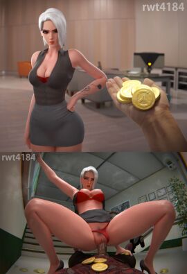 1boy 1girls 3d ashe_(overwatch) balls being_watched big_breasts bra bra_down breasts caught caught_in_the_act cowgirl_position creampie cum cum_in_pussy cum_inside erection exposed_breasts female functionally_nude functionally_nude_female high_heels large_breasts light-skinned_female light_skin male money nakadashi nipples office_lady open_clothes open_shirt overwatch overwatch_2 panels panties panties_aside penis phone pov pov_eye_contact propositioning prostitution pubic_hair pussy recording red_eyes rwt4184 sex short_hair silver_hair skirt skirt_up spread_legs stairs stairway straight taking_picture tattoo testicles vagina vaginal_penetration vaginal_sex voyeur watching