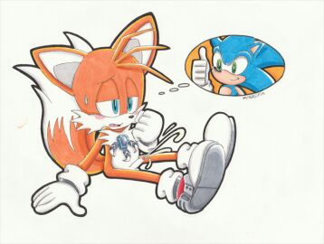 anthro anthro_only balls ballsack black_nose blue_eyes blush cum dick ejaculating ejaculating_cum ejaculation erect_penis erection eyes eyes_half_open fantasizing fluffy_tail foreskin fox furry furry_male furry_only furry_tail glove gloved_hands gloves green_eyes hands-free male male_only miles_tails_prower misshiirin open_eyes open_mouth orgasm orgasm_face orgasm_without_stimulation penis pointed_ears pointy_ears scrotum shoes signature signed simple_background sneakers solo solo_anthro solo_male sonic_(series) sonic_the_hedgehog sonic_the_hedgehog_(series) tails tails_the_fox thinking thought_bubble thumbs_up tongue traditional_art traditional_drawing_(artwork) traditional_media traditional_media_(artwork) uncircumcised uncut white_background white_gloves white_sclera