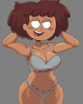 1girls aged_up amphibia anne_boonchuy artist_request blush breasts clothed female solo thai thighs underwear