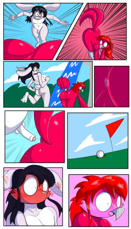 2boys accidental_sex animal_humanoid anus ass balls birbpan comic fur humanoid_penis male neko-eclipse17 non-human non-human_only pan_(birbpan) penis skinny steph_glamor toony