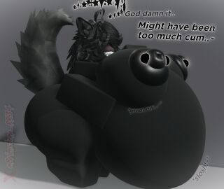 3d asra_(brimstone_rr34) ass belly big_ass big_belly big_breasts black_areola black_crown black_fur black_hair black_nipples black_skin black_tail blush breasts brimstone_rr34 cat_ears crown dialogue female floating_crown fluffy_tail furry furry_only grin huge_boobs huge_breasts kemonomimi logo long_hair nipple_piercing nipples piercing pregnant pregnant_belly pregnant_female roblox stomach_noises tail text thick_thighs thighs watermark