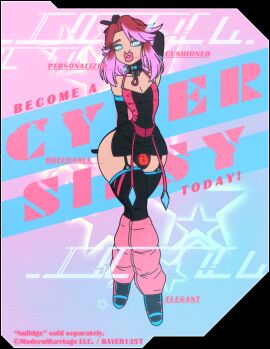 advertisement big_lips bimbo_lips blue_eyes bulge chastity chastity_device collar english_text femboy lock_bulge lock_symbol male miniskirt null_bulge oc png raver1357 sipher_(raver1357) sissy sissyfication skirt small_waist stockings text thick_lips thighhighs tiny_waist