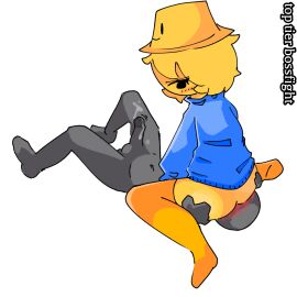 1boy 1girls anon anonymous_character anonymous_male ass balls big_penis blue_shirt blush blushing_at_another bottomless bottomless_female cum cum_leak cum_leaking english english_text erect_penis erection facesitting fat_ass female handsfree_ejaculation hat looking_at_another looking_down male orgasm_without_stimulation penis pleasured roblox roblox_game robloxian rule_63 sitting sitting_on_person slap_battles the_guide_(slap_battles) thick_ass thick_thighs thigh_highs thighhighs thighs throbbing_penis top_tier_bossfish twitching twitching_penis white_background yellow_body yellow_hair yellow_hat yellow_skin