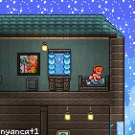 1boy 1girls alternate_version_available animated bed blizzard_(weather) cowgirl_position femdom ginger_hair goblin_tinkerer green_skin happy_sex interspecies light_skinned_female mechanic_(terraria) nyancat1 pixel_art self_upload terraria vaginal_penetration woman_on_top