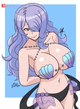 1girls alternate_costume bikini breasts camilla_(fire_emblem) cleavage corrin_(fire_emblem)_(cosplay) cosplay female female_only fire_emblem fire_emblem_cipher fire_emblem_fates large_breasts nintendo raydango shell_bikini sideboob solo swimsuit underboob