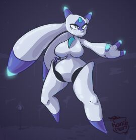 android annoyed anthro big_breasts blue_eyes breasts cyborg female female_focus female_only floating floating_legs frown gynoid honiemun hourglass_figure large_breasts lunaris lunaris_(pal) no_nipples pal_(species) palworld pocketpair pose posing robot robot_girl solo solo_female solo_focus thick_hips white_skin wide_hips