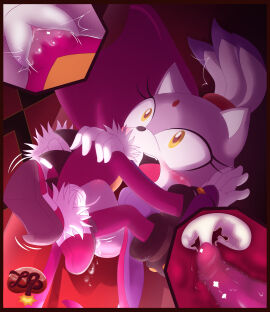 absurd_res anthro blaze_the_cat bodily_fluids breasts chameleon clitoris clothing cum cum_in_uterus cum_in_vagina cum_inside cumshot digital_media_(artwork) domestic_cat duo ejaculation erection espio_the_chameleon felid feline felis female female_penetrated footwear from_front_position fur genital_fluids genitals gloves hair handwear hi_res high_heels humanoid_genitalia humanoid_penis internal internal_vaginal ladycherrybomba lizard male male/female male_penetrating male_penetrating_female mammal nude open_mouth orgasm penetration penile penile_penetration penis penis_in_vagina purple_body purple_fur reptile scalie sega sex shoes simple_background sonic_the_hedgehog_(series) tail uterus vaginal_penetration vulva