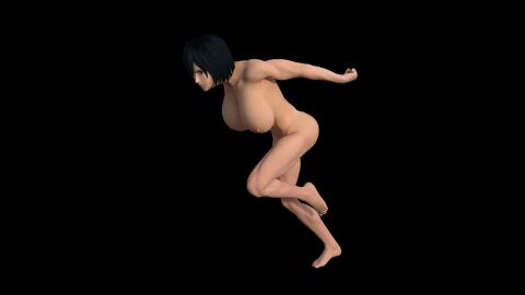 1girls 3d animated attack_on_titan daz_studio female mikasa_ackerman raider_(artist) running solo tagme