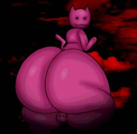 1boy :3 ass ass_focus back back_view backsack balls ballsack black_background bubble_ass bubble_butt cat_(obj5) cookizzz222 creepy fat_ass feline from_behind gijinka huge_ass huge_butt humanized kitty looking_at_viewer looking_back male nightmare_husbando nightmare_waifu obj5 object_show object_show_community object_shows pink_body pink_cat pink_fur pink_skin pink_tail red_background red_clouds scary shaded solo tail testicles thick_thighs vibingleaf wide_ass wide_hips youtube